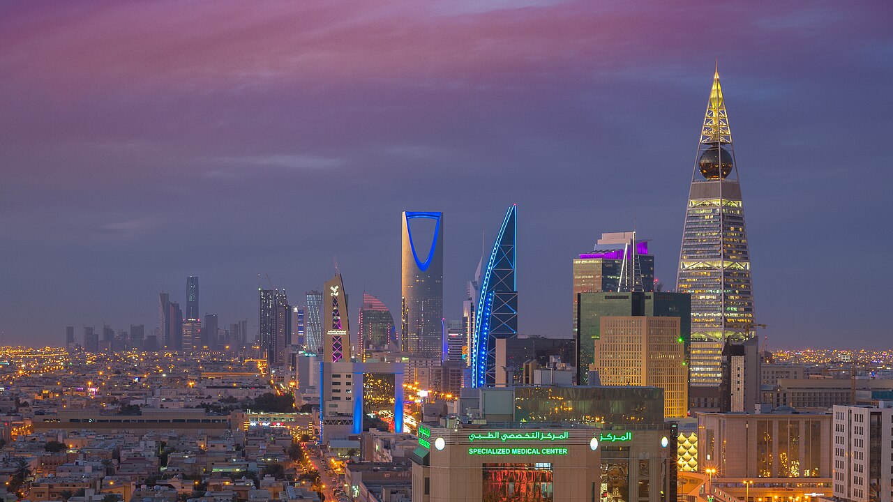 Riyadh skyline at dusk, Saudi Arabia